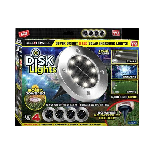 SOLAR PWR ROUND DISK LIGHTS