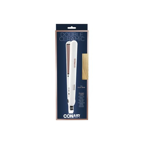 DBL CER 1" FLAT IRON WHT/RSGLD