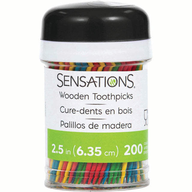 SENSATIONS Colorful Wooden Toothpicks - 2.5 Inch, 200 count-092352988549-LR-354368-1-LR eShop