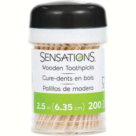 SENSATIONS Natural Wooden Toothpicks - 2.5 Inch, 200 count-092352988532-LR-354367-1-LR eShop
