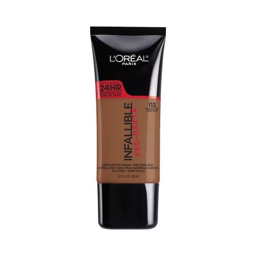 L'Oreal Paris Infallible Pro-Matte Blendable Foundation, Oil Free, 113 Brown Suede, 1 fl. oz.