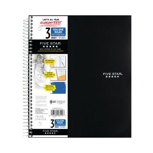 Five Star College Ruled Notebook 3 Subject 150 Sheets