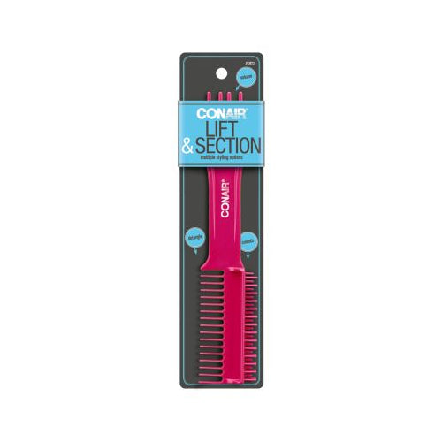 Conair Lift & Section 3 in 1 Multiple Styling Options Detangle Smooth Volume Hair Comb, 1 CT