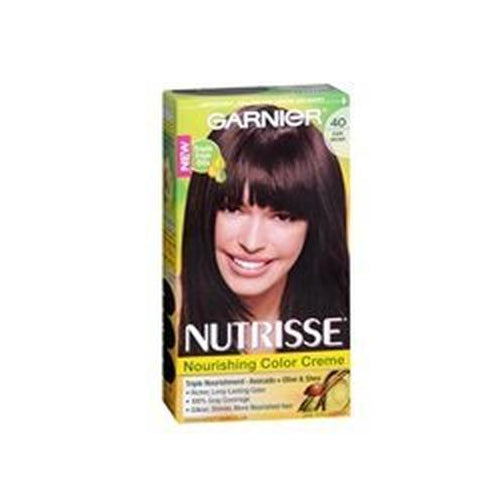 Garnier Nutrisse Nourishing Hair Color Creme, 40 Dark Brown (Dark Chocolate), 1 kit