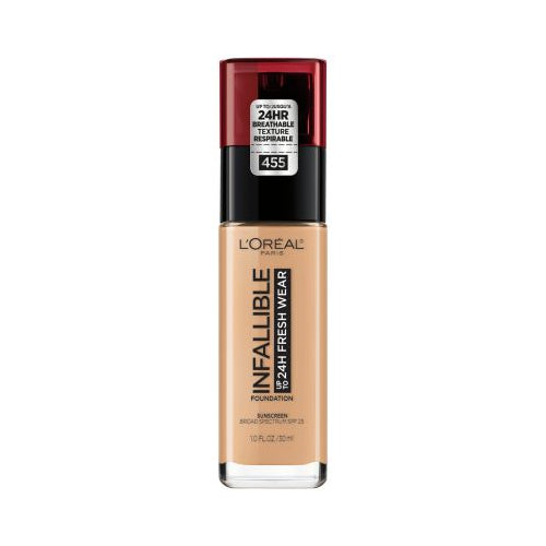 L'Oreal Paris Infallible 24 Hour Fresh Wear Foundation, Lightweight, Natural Buff, 1 oz.