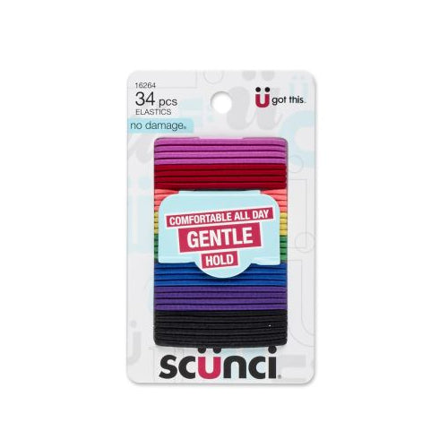 Scünci No Damage Small Hair Elastics Bright Colors, 34 CT