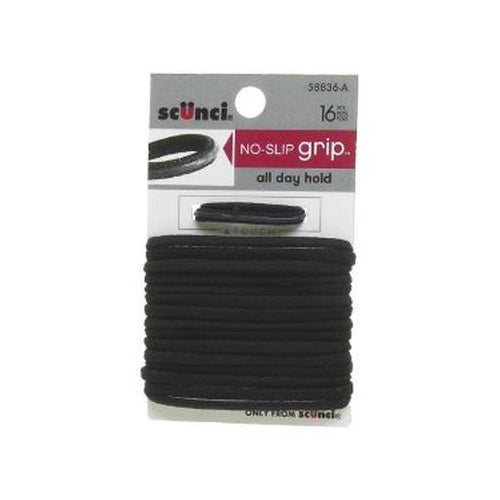 Scünci No Slip Grip Hair Elastics Black, 16 CT