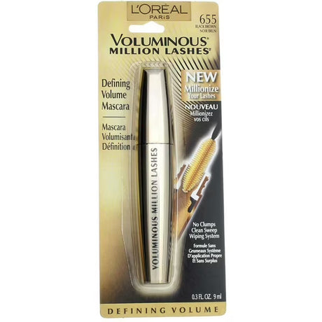L'ORÉAL PARIS Voluminous Million Lashes Mascara, 655 Black Brown, 0.32 fl. oz.