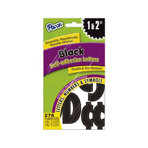 Pacon Self-Adhesive Letters, Classic Font, 1" and 2", Black - 276 Characters