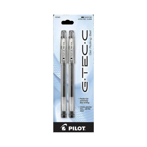 Pilot G-TEC-C Gel Ink Pens, Ultra Fine Point (0.4mm), Black, 2 Count