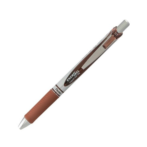 EnerGel RTX Retractable Liquid Gel Pen, (0.7mm) Metal Tip, Medium Line, Brown Ink