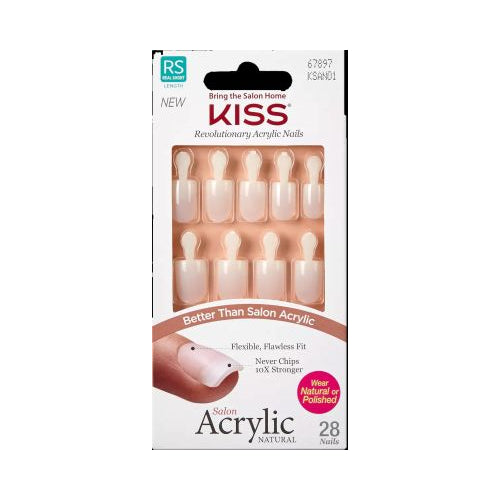 Kiss Revolutionary Acrylic Nails Real Short Length, Brief Encounter, 28-count