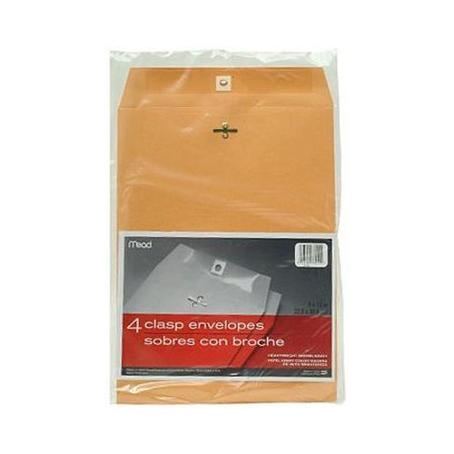 Mead Clasp Envelopes, 9" x 12", Brown Kraft, 4 CT