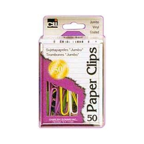 Charles Leonard Inc. Clips - Paper - Reusable Box - Vinyl Coated - Jumbo 50mm - 50 ea