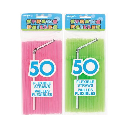 50CT NEON FLEX STRAWS