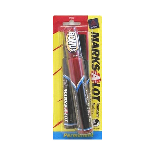 Avery Marks-A-Lot Permanent Markers, Regular Desk-Style Size, Chisel Tip, Black, 2 Count