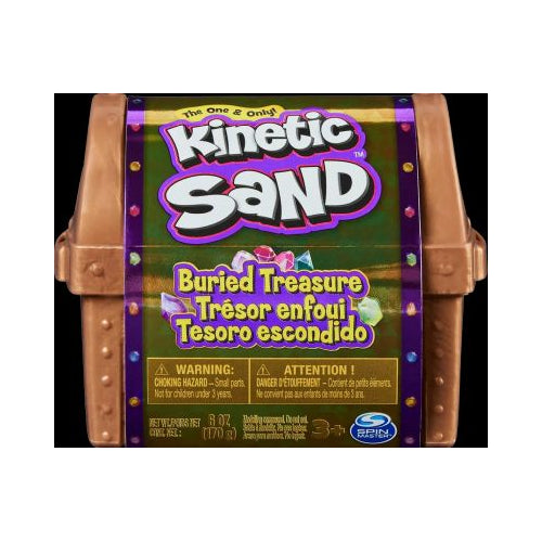 Kinetic Sand Buried Treasure Playset with 6oz of Play Sand and Surprise Hidden Tool (Style May Vary) Sensory Toys for Kids Ages 3 and up