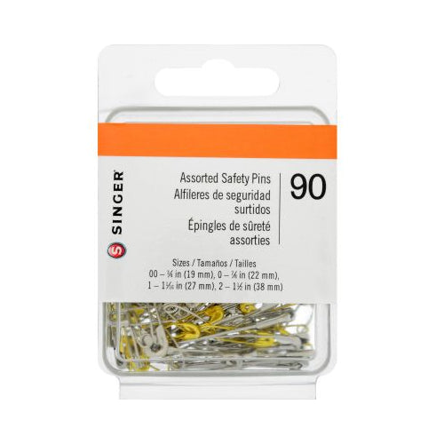 SAFETY PIN ASST BRASS/SIL 90CT