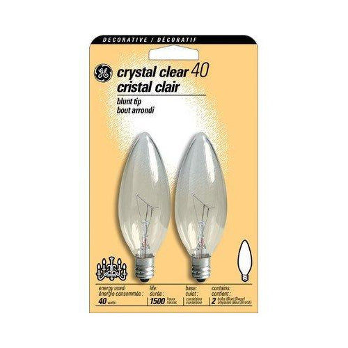 GE 40W Crystal Clear Multi-Use Blunt Tip Decorative Light Bulbs (2-Pack)