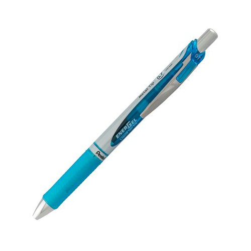 EnerGel RTX Retractable Liquid Gel Pen, (0.7mm) Metal Tip, Medium Line, Sky Blue Ink