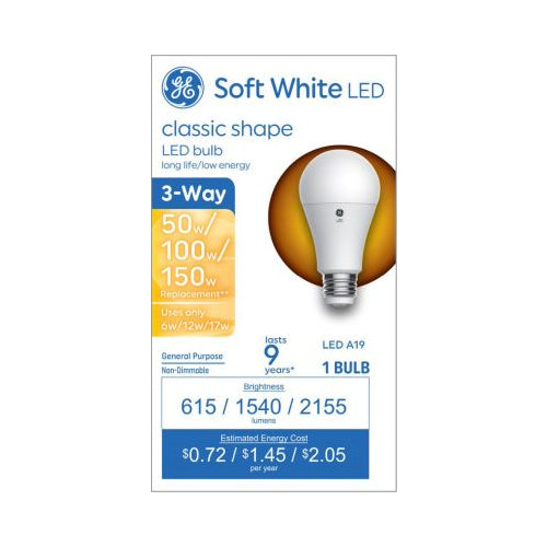 GE LED SW 50/100/150W 3WAY A19