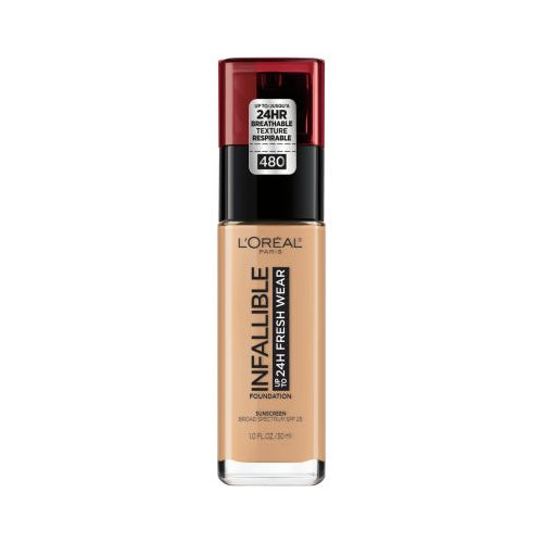 L'Oreal Paris Infallible 24 Hour Fresh Wear Foundation, Lightweight, Radiant Sand, 1 oz.