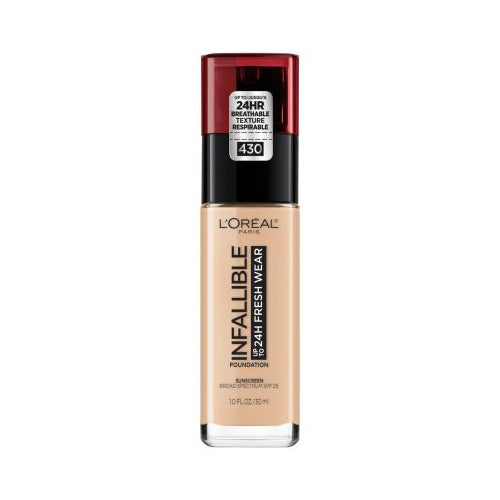 L'Oreal Paris Infallible 24 Hour Fresh Wear Foundation, Lightweight, Ivory Buff, 1 oz.