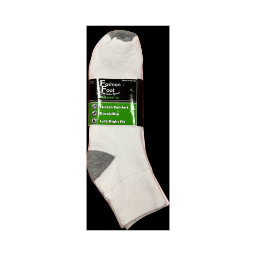 SOCKS MENS QTR WHT / GRY 3PK