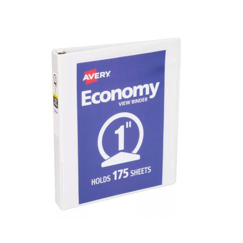 Avery Economy View 1" Binder, Round Rings, 175-Sheet, White