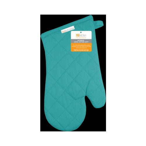 MUkitchen 100% Cotton Terry-Lined 13"x7" Oven Mitt - Surf