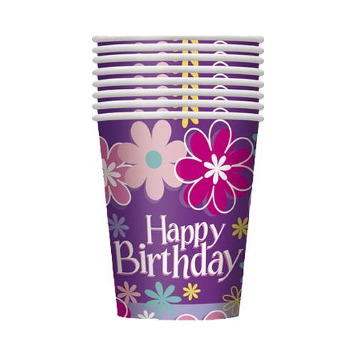 BDAY BLOSSOM 9OZ CUP 8CT