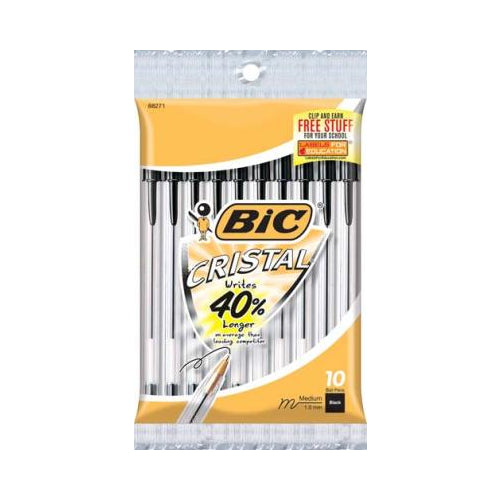 BIC Cristal Medium Point Black Ball Pen 10-Pack