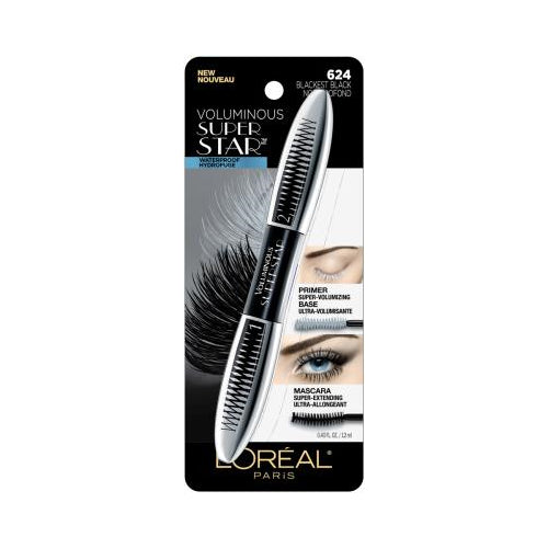 L'Oreal Paris Voluminous Superstar Waterproof Mascara, Blackest Black, 0.4 fl. oz.