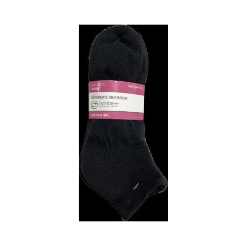 FR WMN QTR SOCK CUSH BLK 4PK