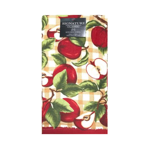 J&M Home Fashions Printed Terry Kitchen Towel, 16" x 26", Red Apples