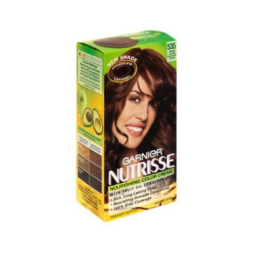 Garnier Nutrisse Nourishing Hair Color Creme, 535 Medium Gold Mahogany Brown, 1 kit