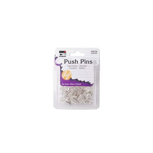 Charles Leonard Inc. Clear Push Pins - 55 ct