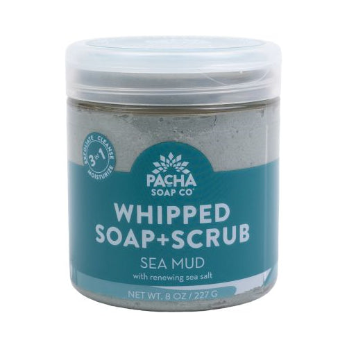 PACHA SOAP CO WHIPPED SOAP + SCRUB, SEA MUD 8 OZ