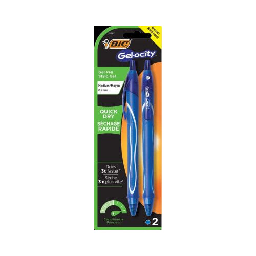 BIC Gelocity Quick Dry, Blue 2-pack