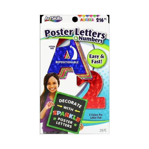 Artskills 2.5  Paper Letters and Numbers  for School and Sign Projects  6 Holographic Colors  216pc