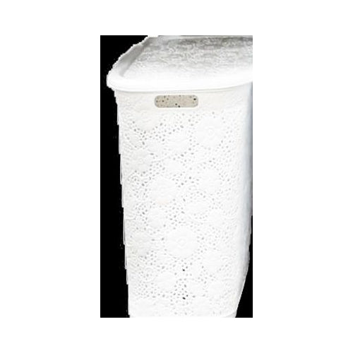 50 L LACE HAMPER, WHITE