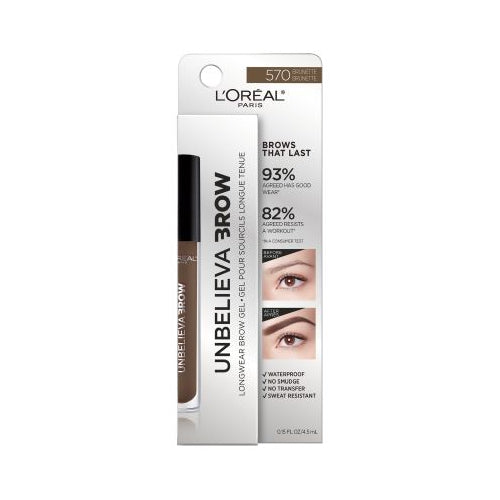 L'Oreal Paris Unbelieva-Brow Longwear Waterproof Tinted Brow Gel, Brunette, 0.15 fl. oz.