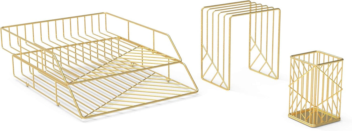 U BRANDS Metal Desk Organization Kit - Gold, 3 count