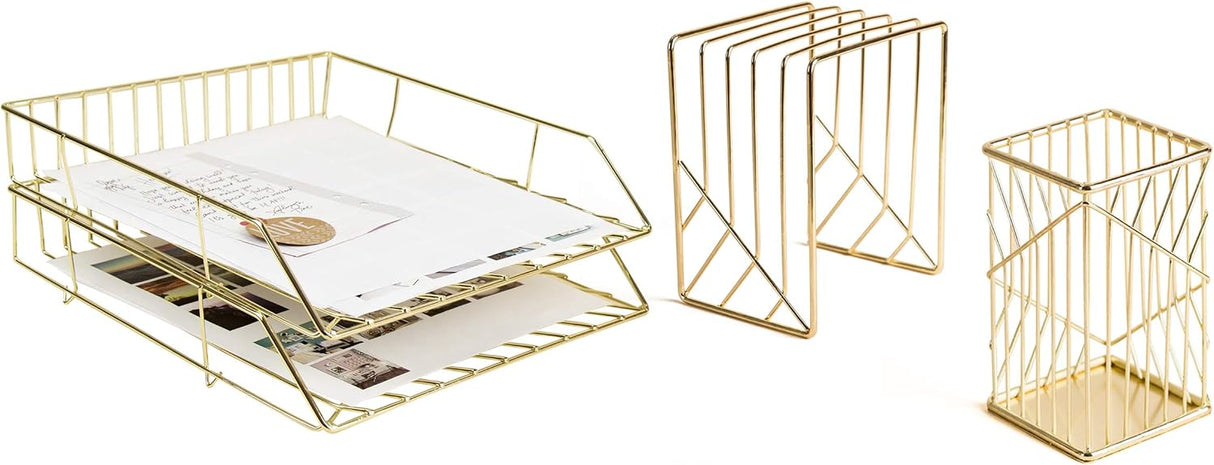 U BRANDS Metal Desk Organization Kit - Gold, 3 count