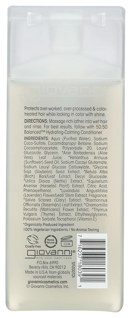 Giovanni 50:50 Balanced Hydrating Clarifying Shampoo for Normal to Dry Hair, 2 oz