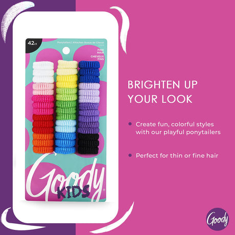 Goody Kids Ouchless Tiny Terry Ponytailers - Assorted Colors, 42 count