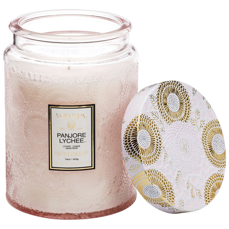 Voluspa Panjore Lychee Large 18oz Glass Jar Candle