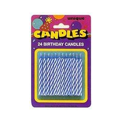 CANDLE SPIRAL BDAY BLUE 24CT