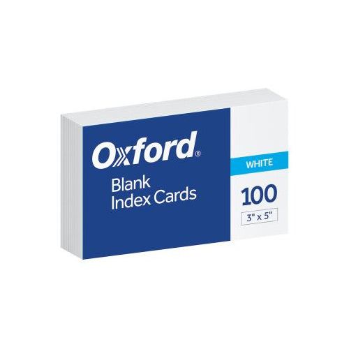 Oxford® Blank Index Cards, 3" x 5", White, 100 Per Pack