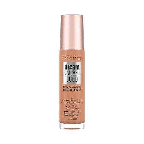 Maybelline Dream Radiant Liquid Medium Coverage Hydrating Foundation, Honey Beige, 1 fl. oz.